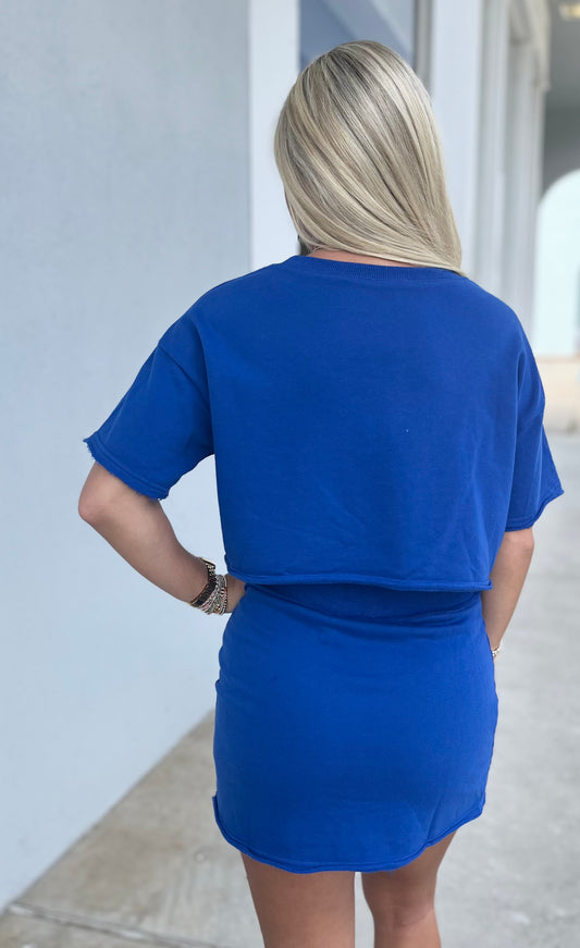 Nora Crop T Shirt and Skort Set, Cobalt