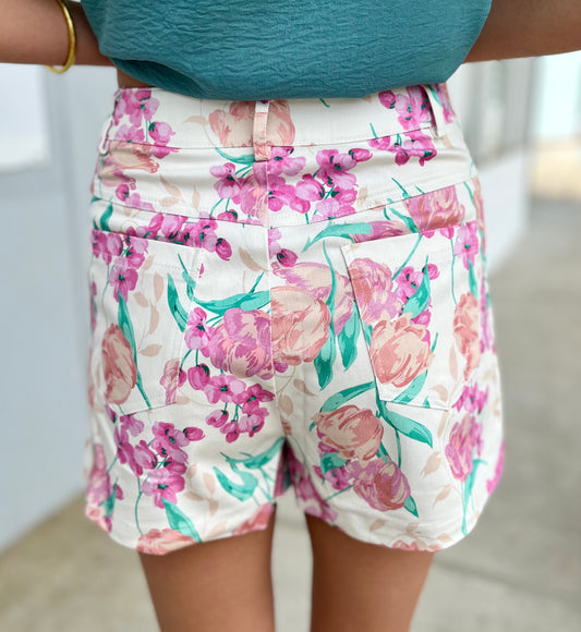 Floral Denim Skort
