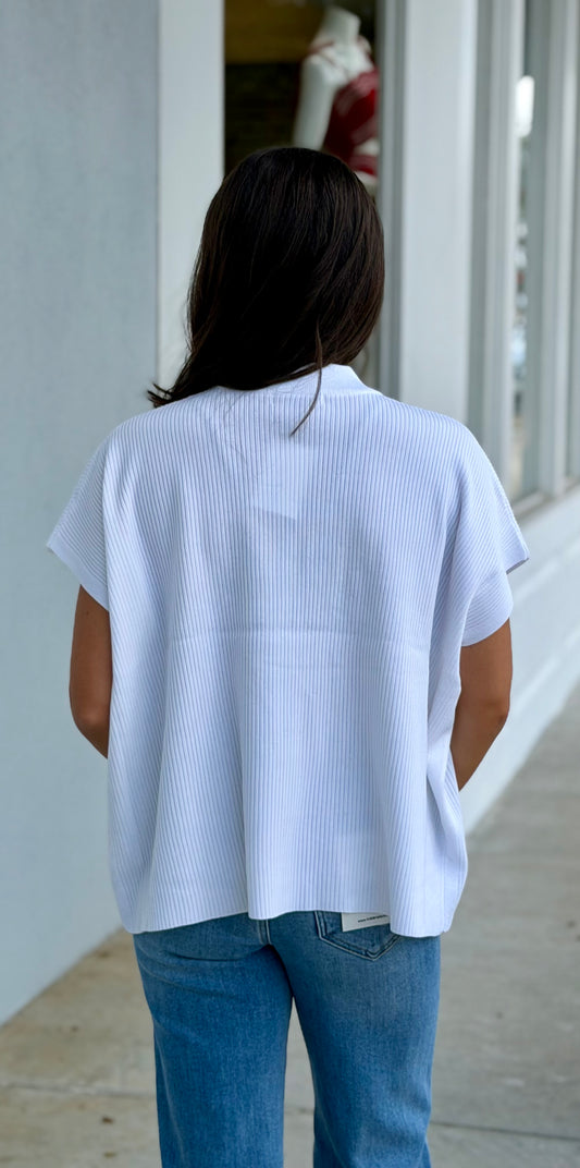 Viscose Mock Neck Boxy Sweater, Ivory