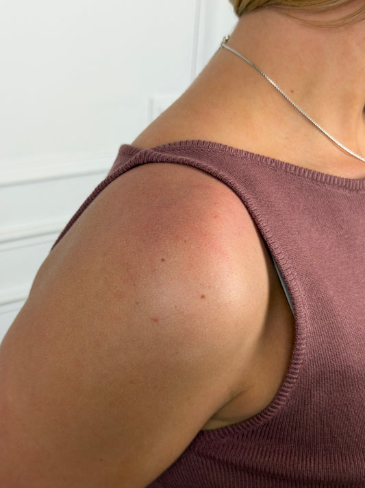 Boat Neck Sweater Tank, Red Bean