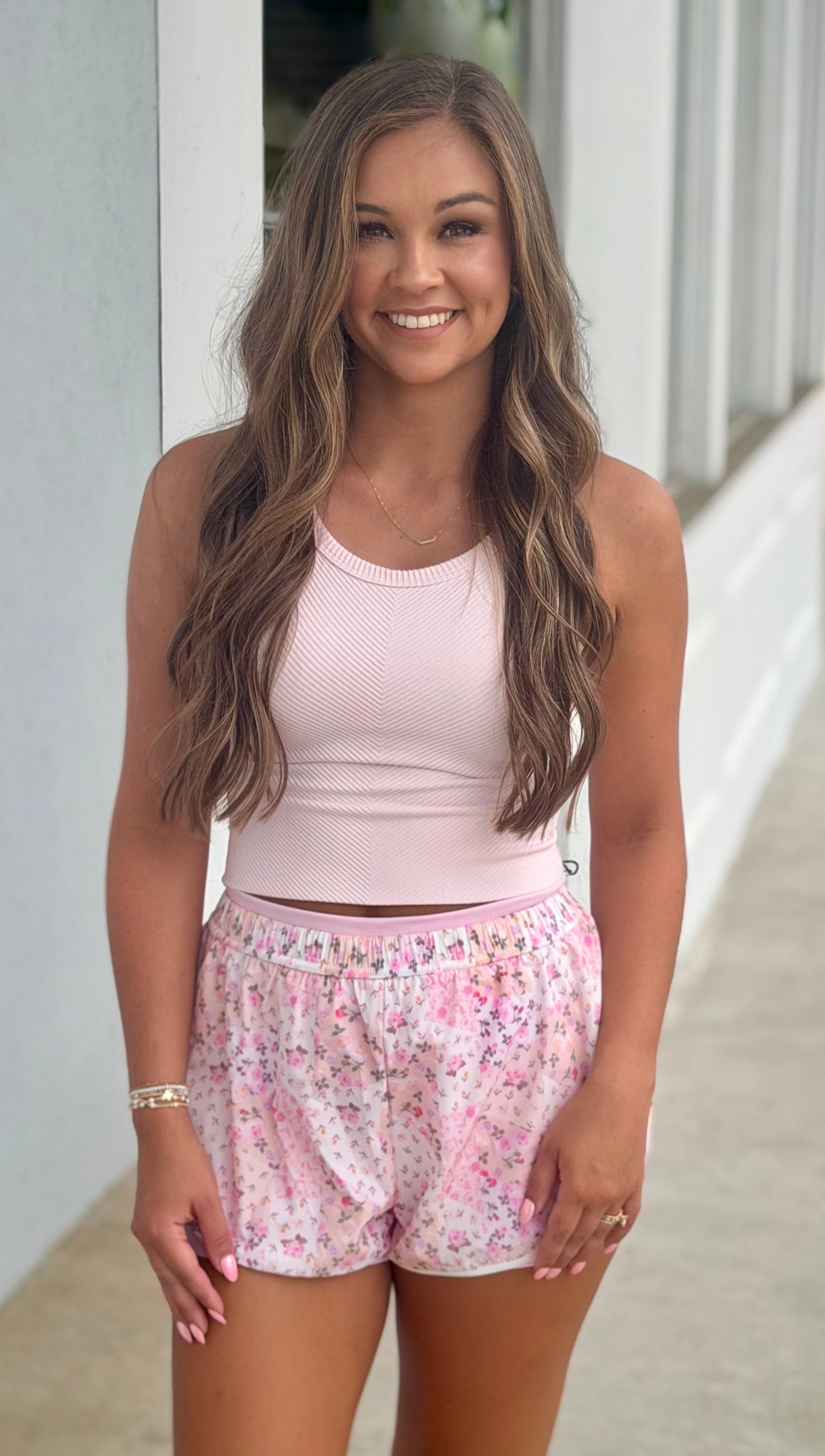 Pink Patchwork Print Shorts