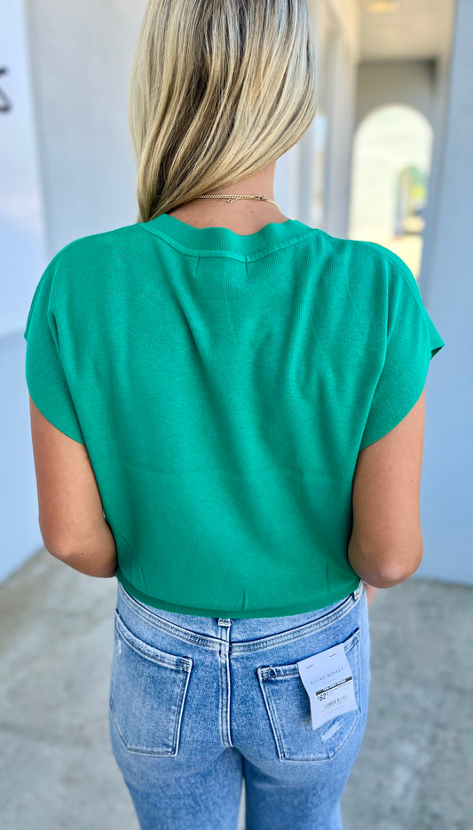 Round Neck Dolman Sleeve Sweater, K Green