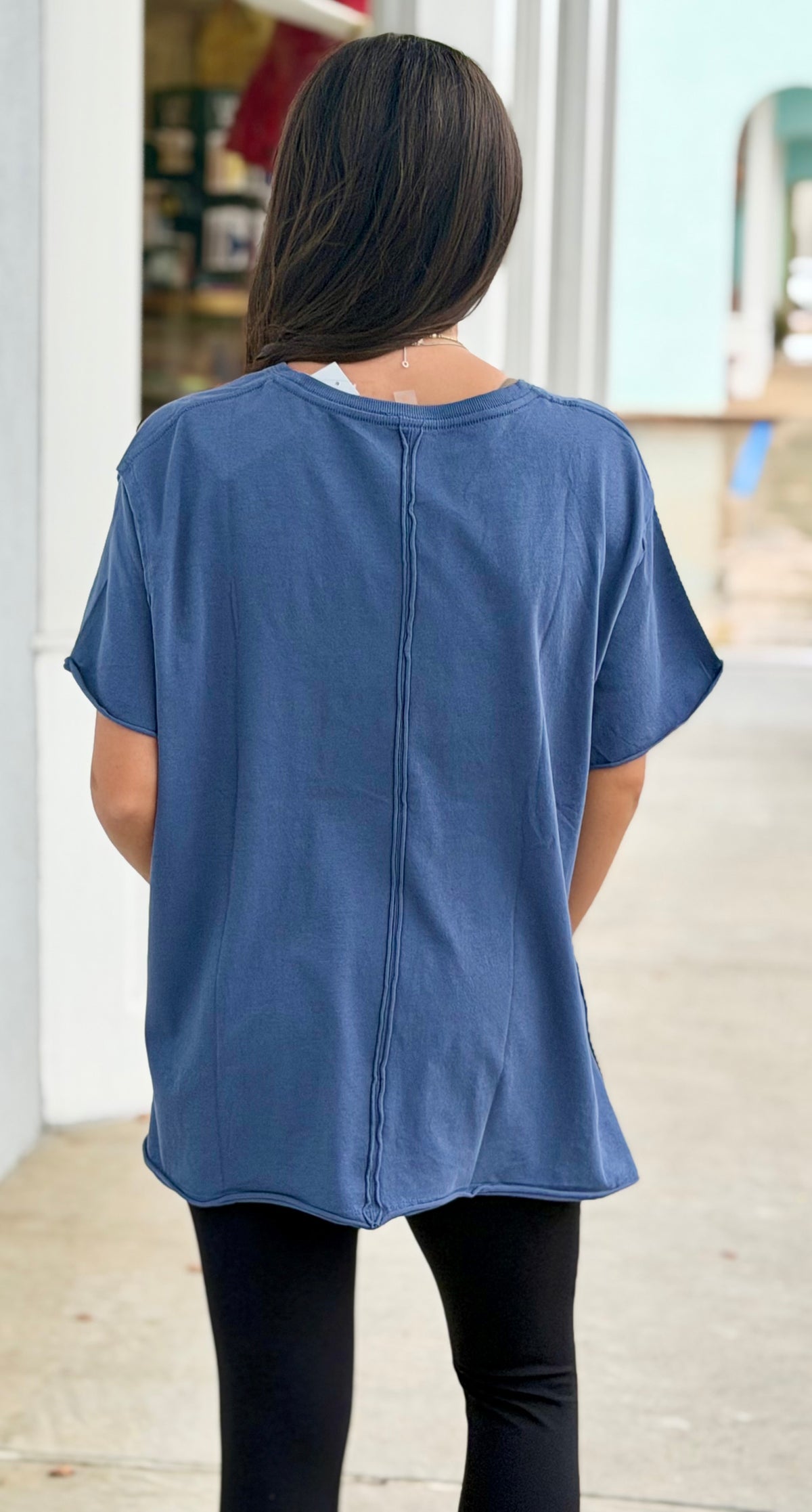 Pima Cotton Center-Seam Oversized Tee, Ocean