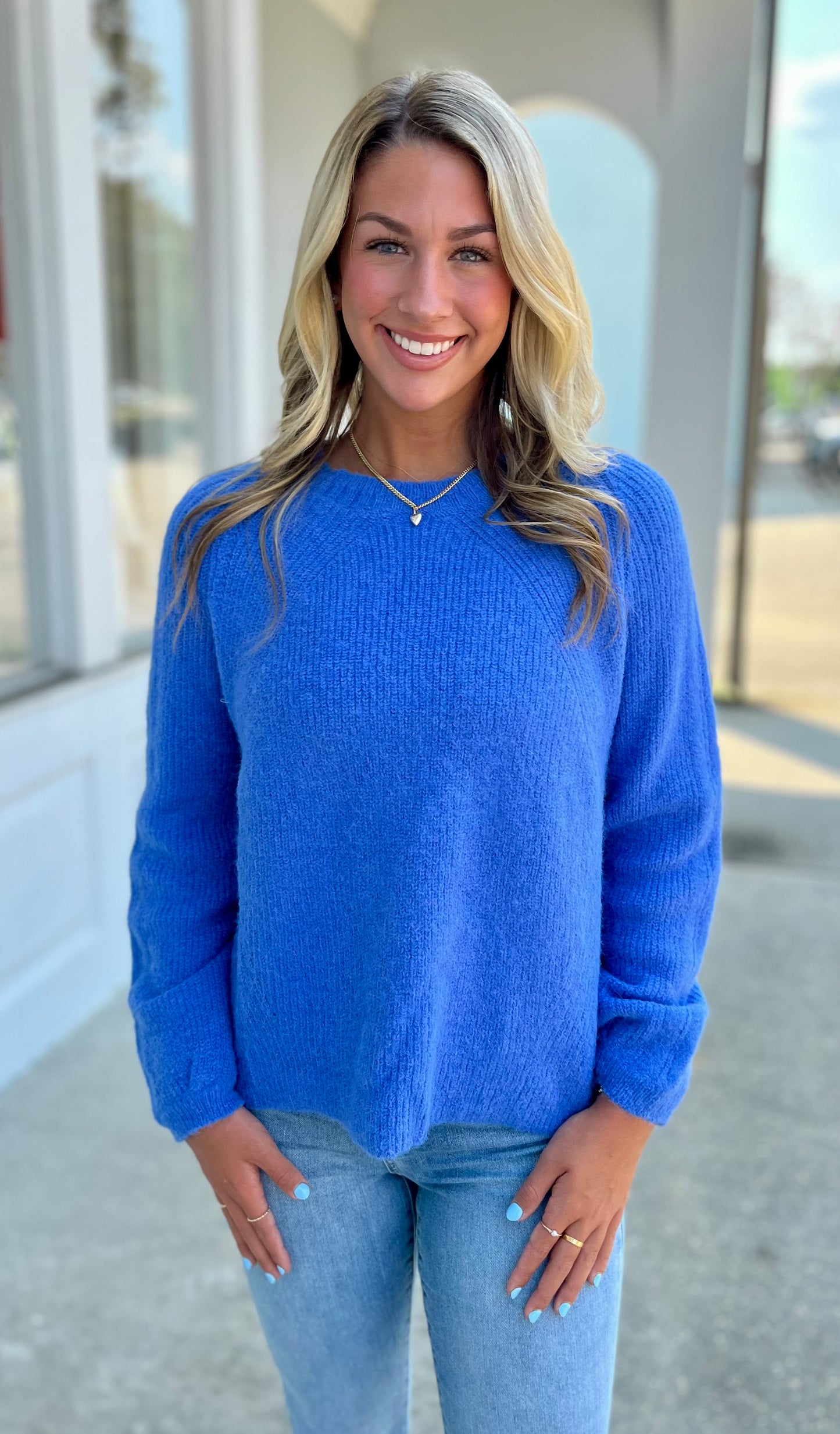 Diva Blue Round Neck Sweater Top