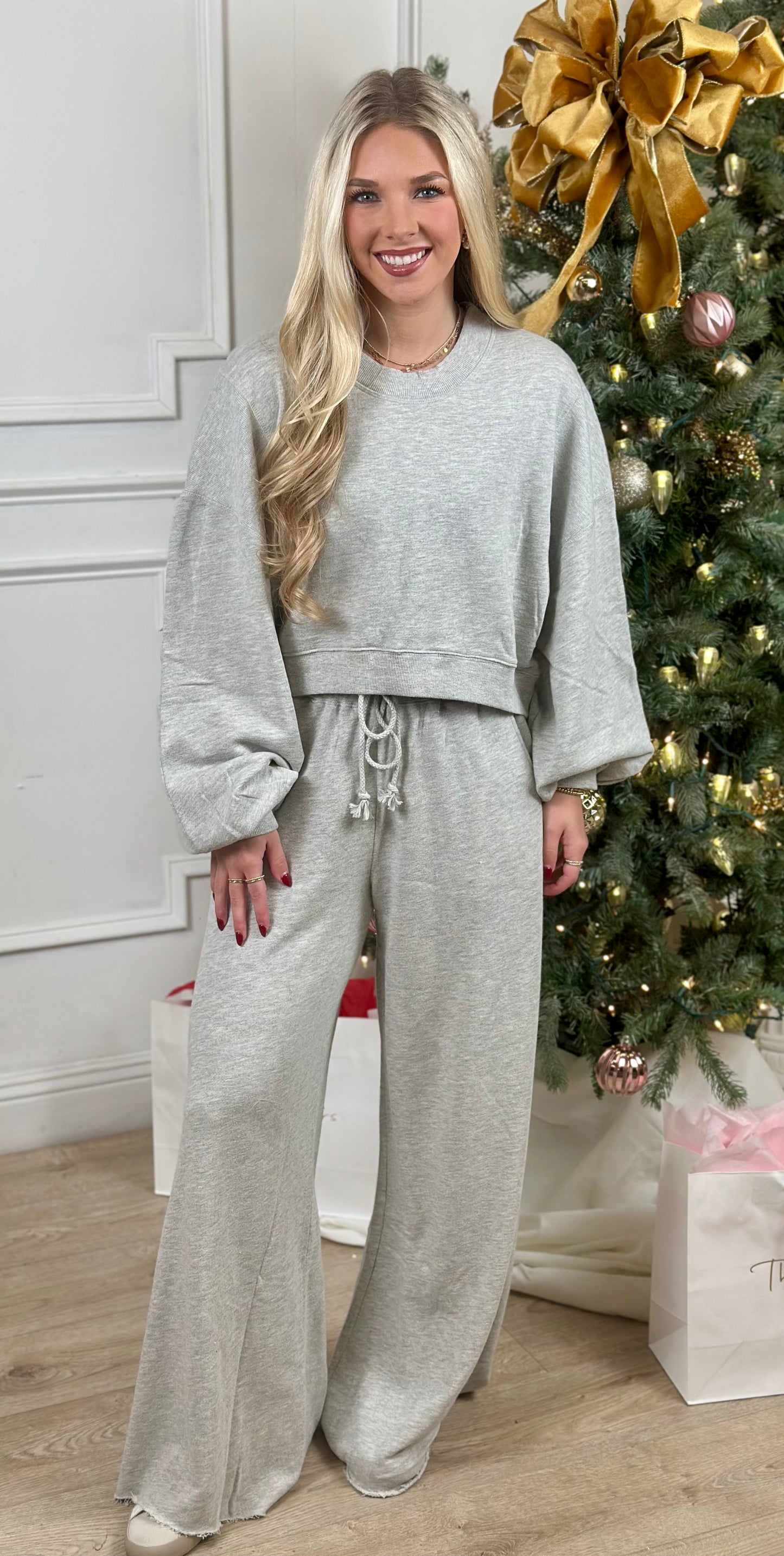 H Grey Ribbed Oversized Sweatpants