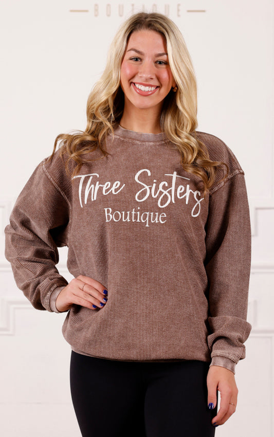 Mocha Corded Sweatshirt