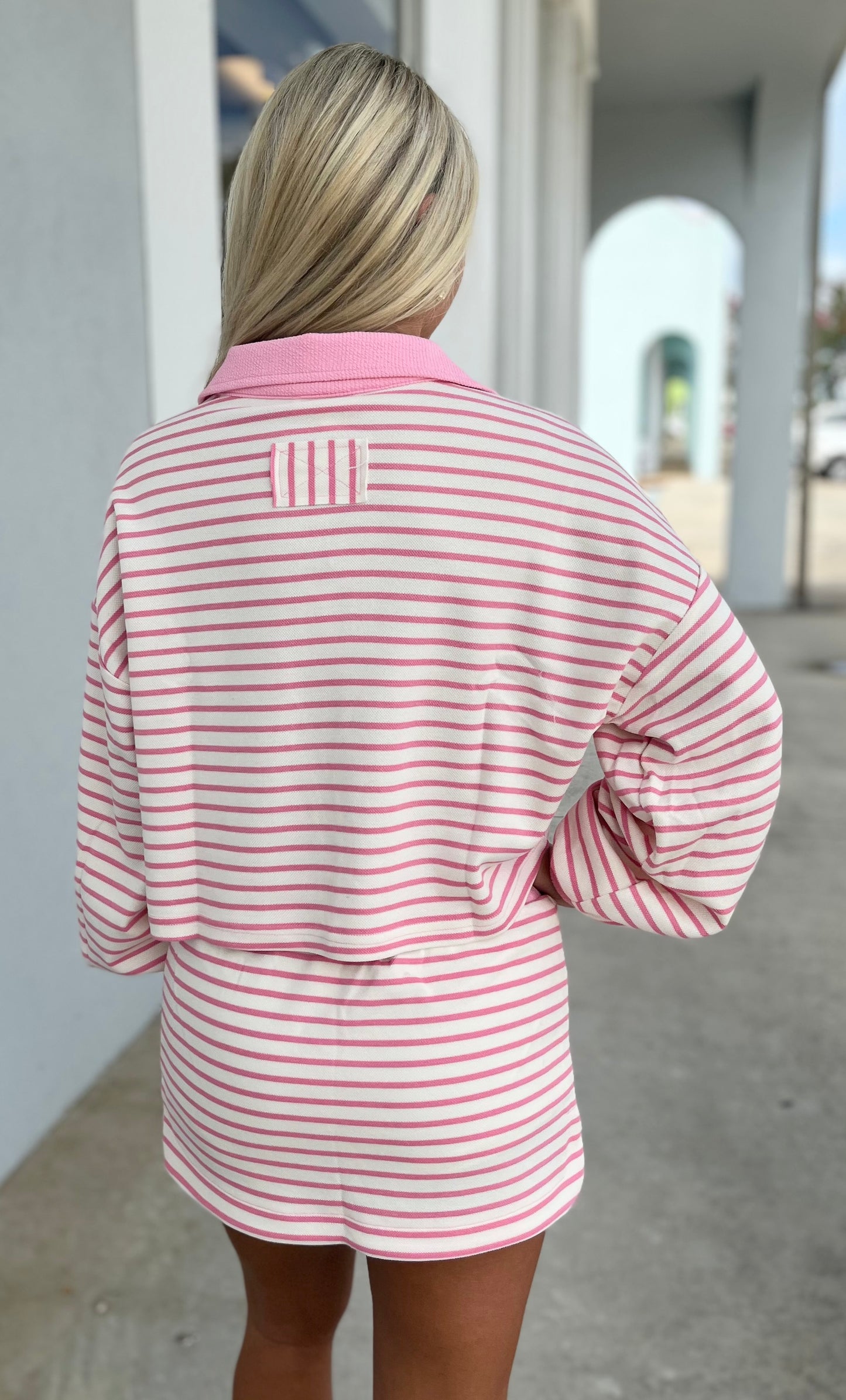 Sweet Pink Striped Drawstring Shorts