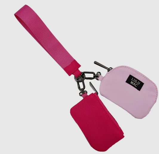 Lulu Mac Double Pouch Wristlets , Hot Pink/Light Pink