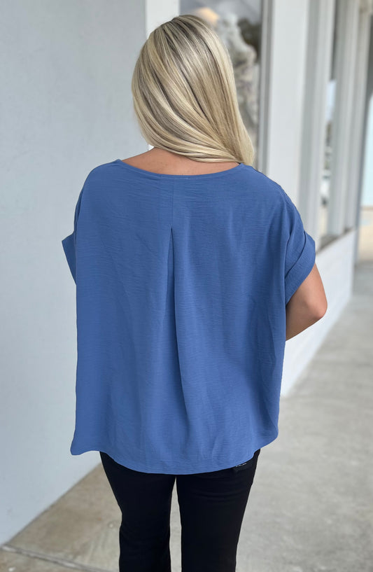 Denim Short Sleeve Top