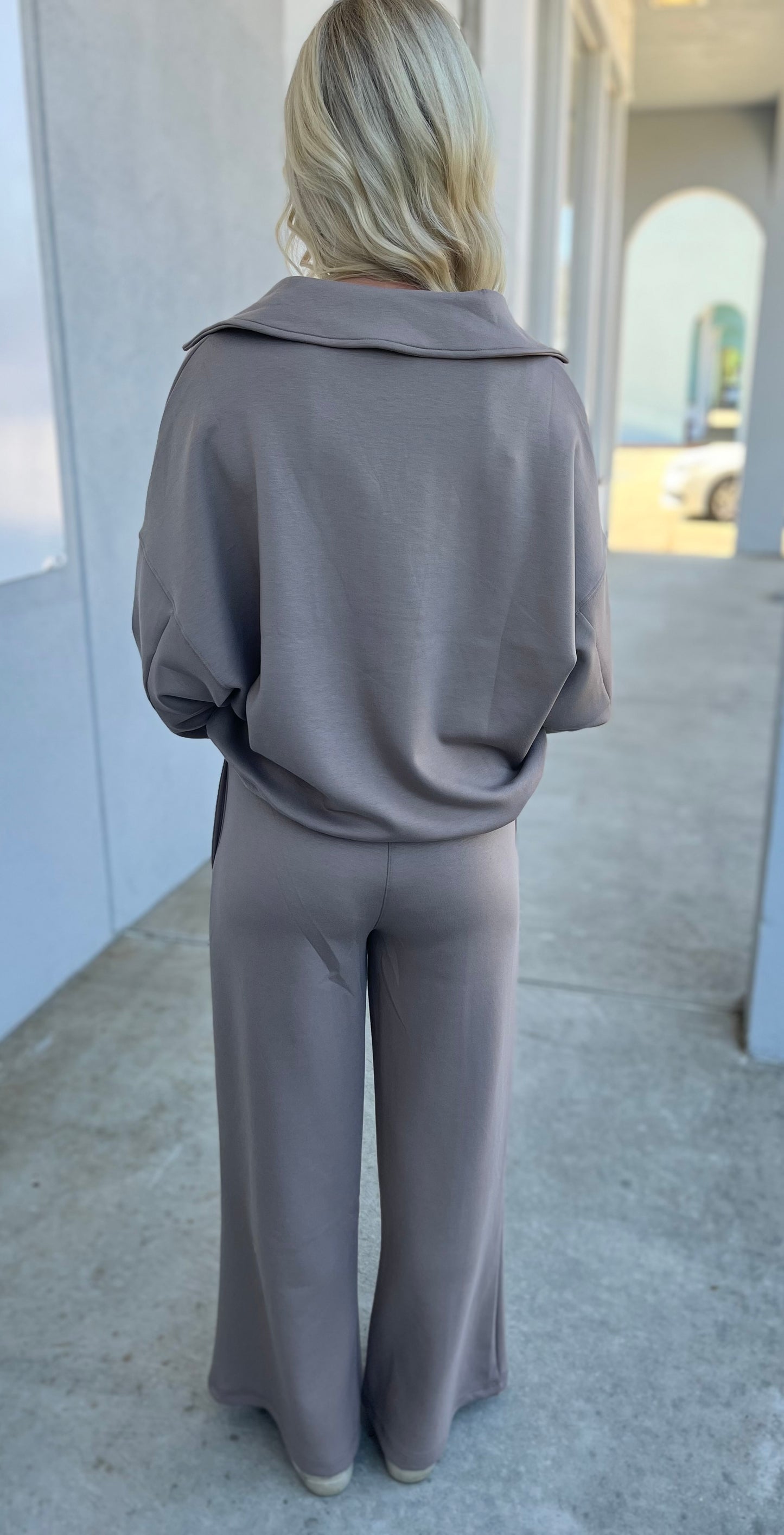 Scuba Collared Pullover & Pants SET, Cocoa