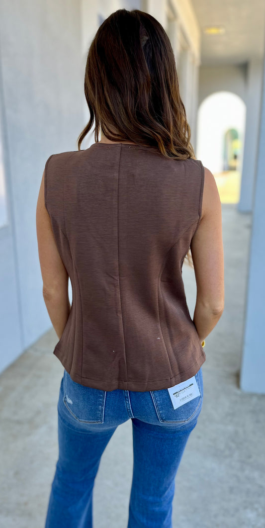 Brown Button Down Knit Vest