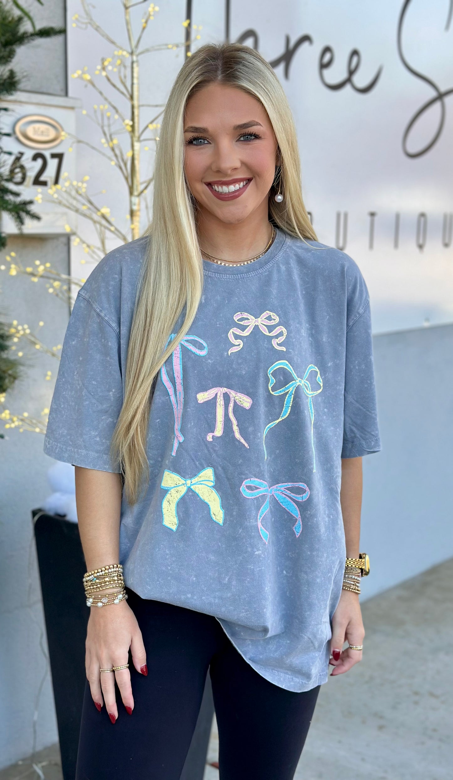 Denim Coquettes Ribbons Graphic Tee