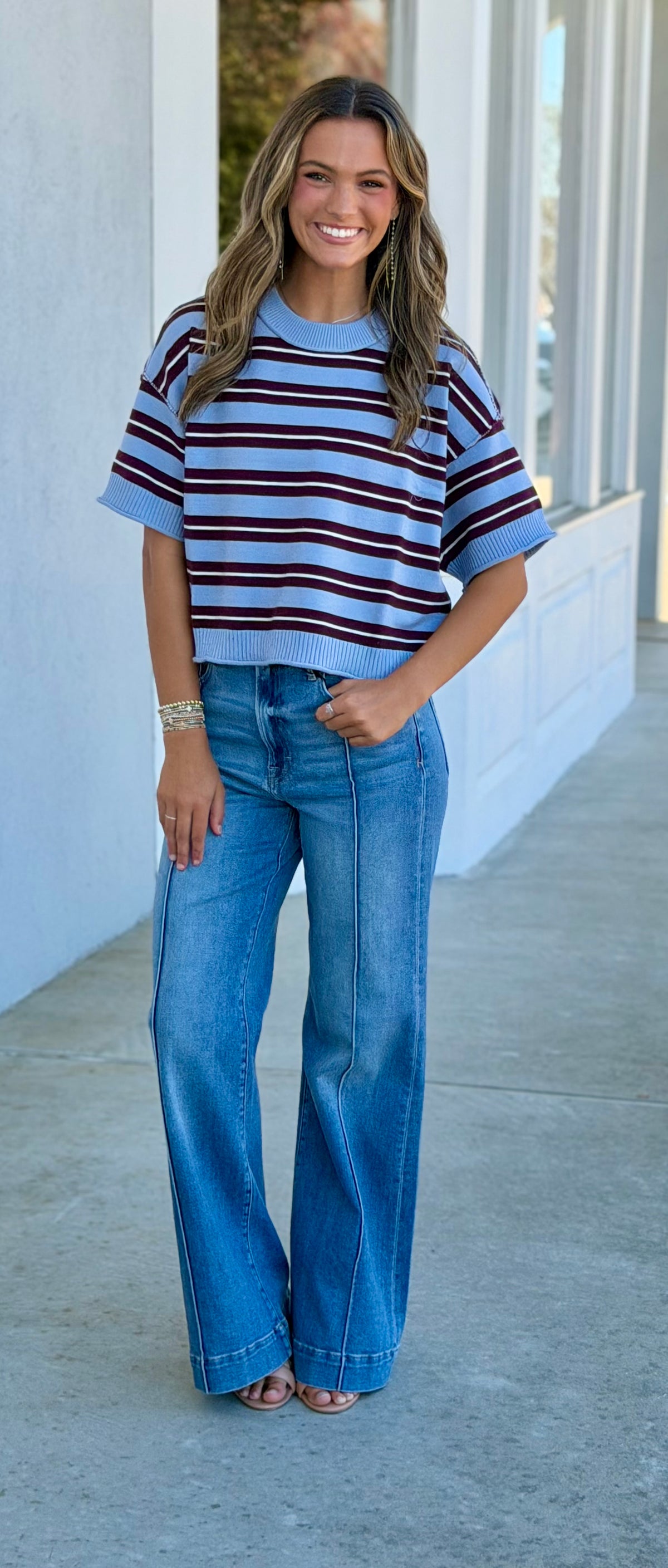 Ice Plum Striped SS Sweater