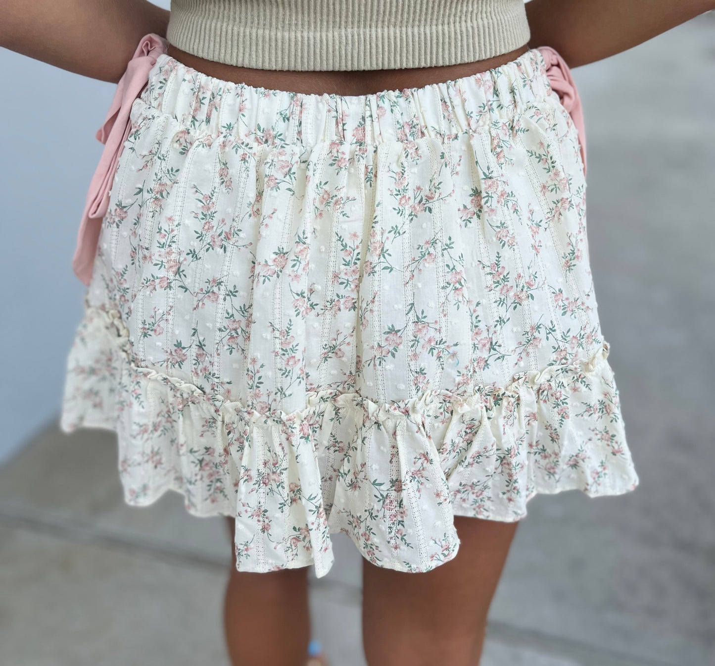 Blush Floral Tie Skirt