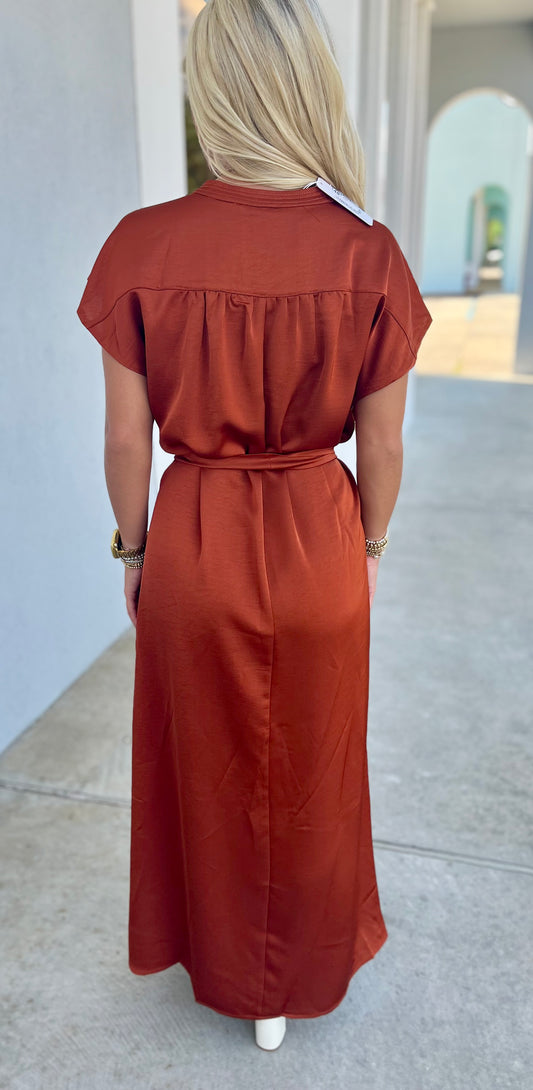 V Neck Midi Dress, Sienna