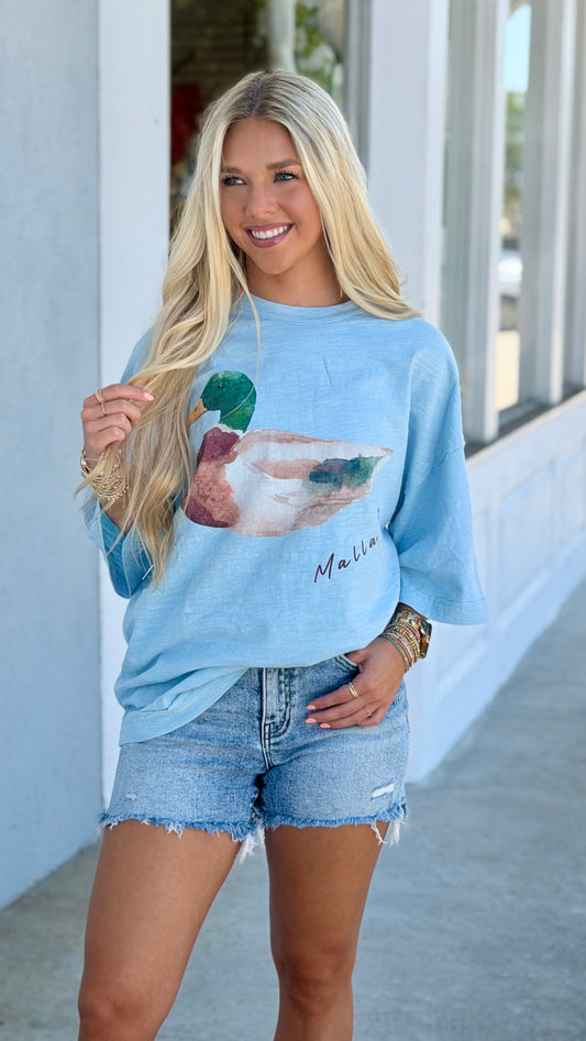 Mallard Duck Light Blue Oversized Tee