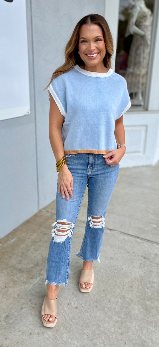 Icy Blue Mineral Washed Sweater