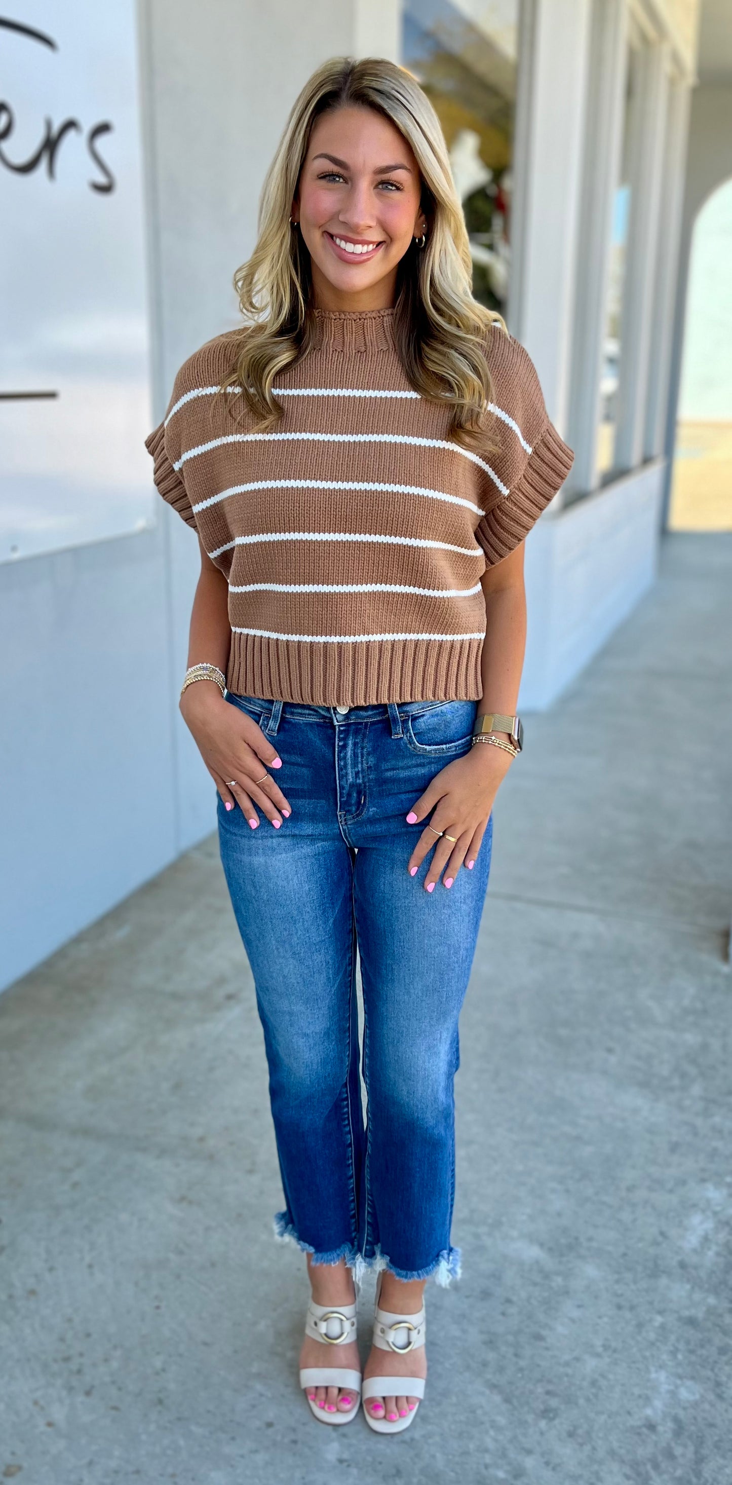 Deep Camel Striped Sweater