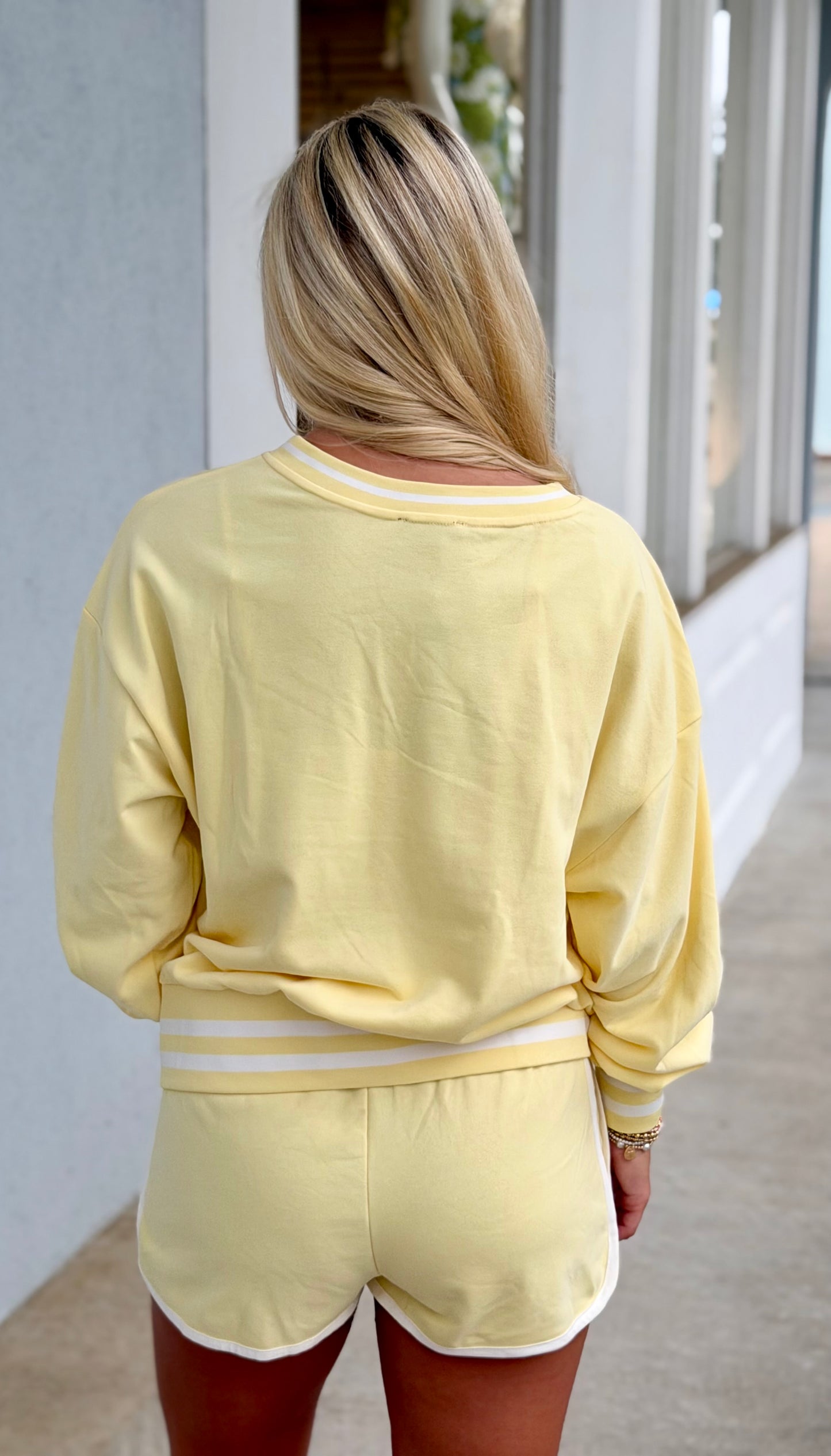 Striped Pullover and Short SET, Yellow