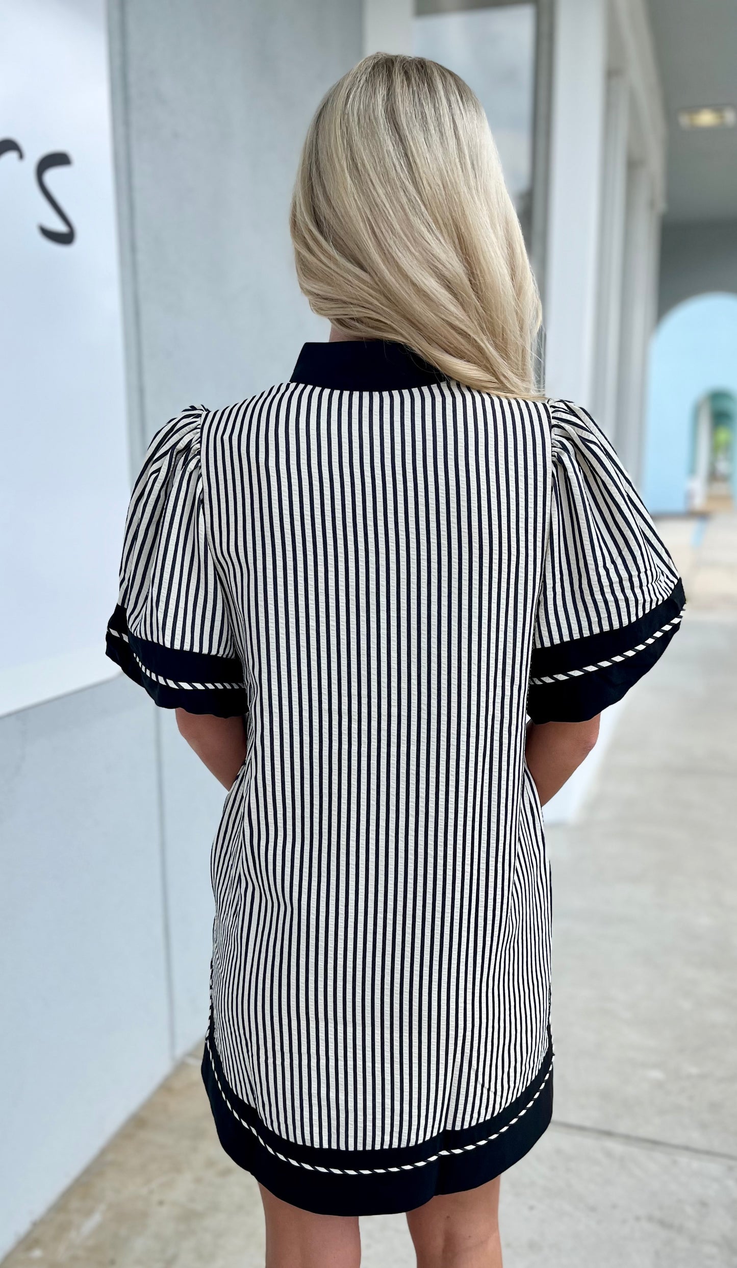 Black/White Striped Mini Dress