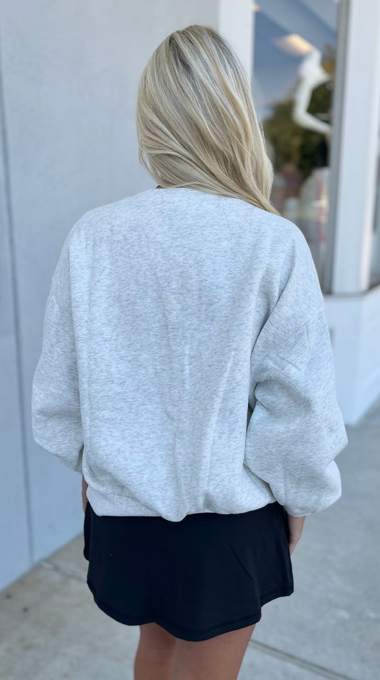 Heather Game Day Sweatshirt, White Melange