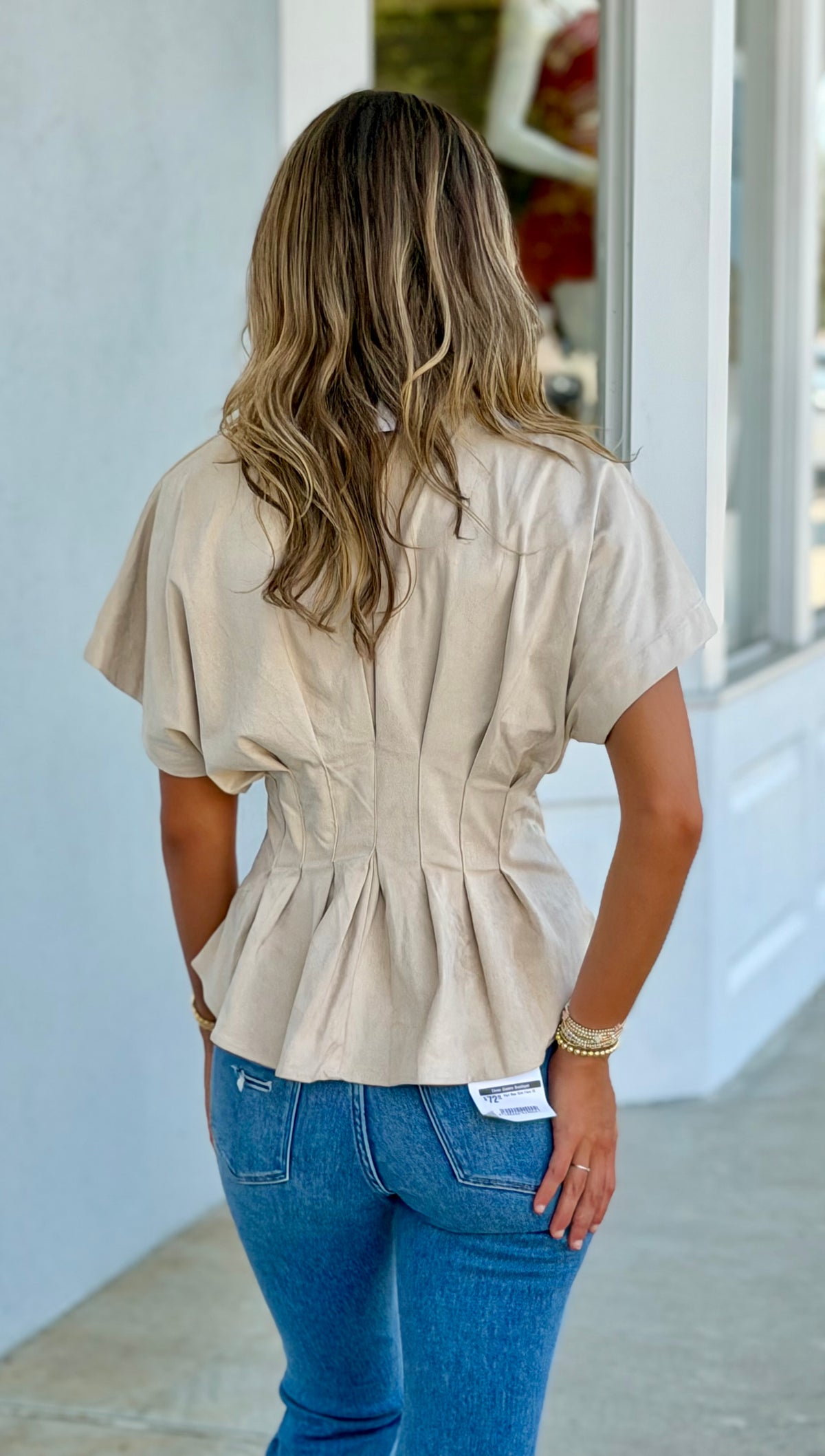 Suede Button Down Blouse, Cream