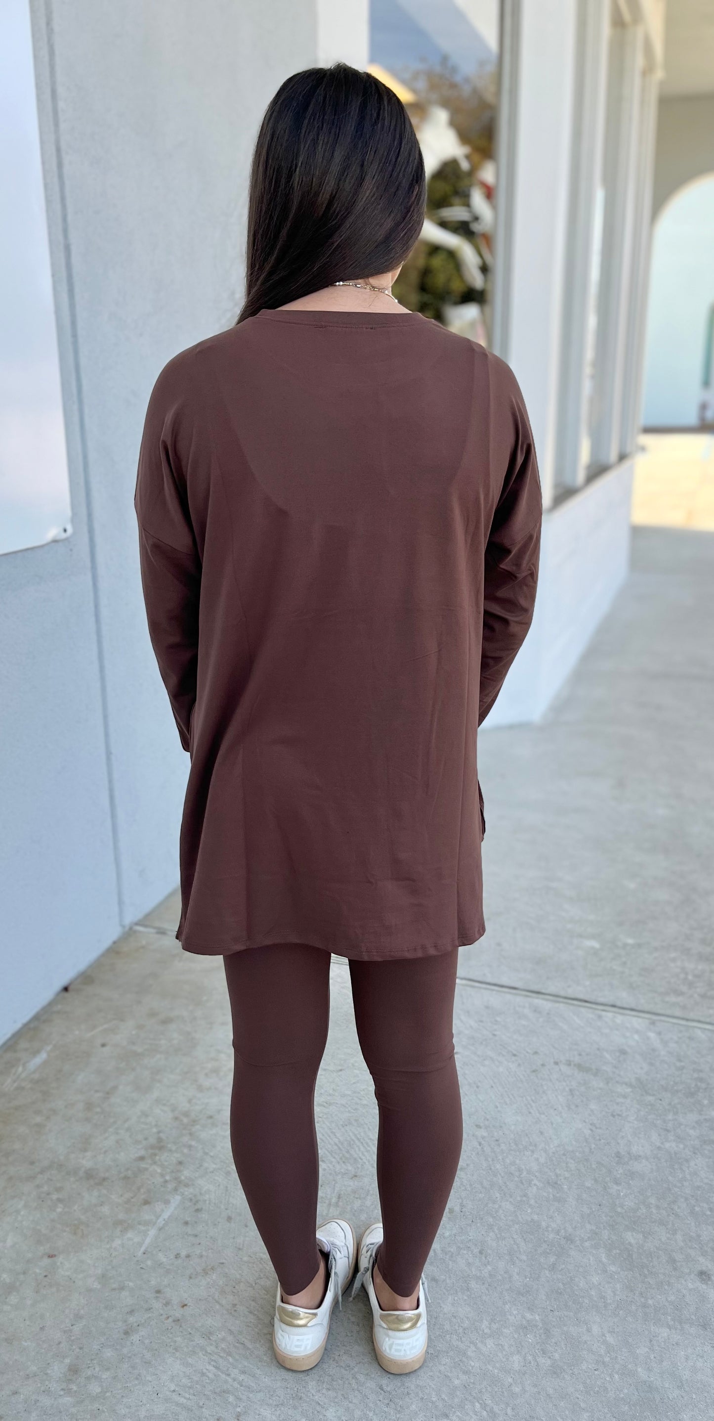 Round Neck LS Tee & Leggings SET, Brown