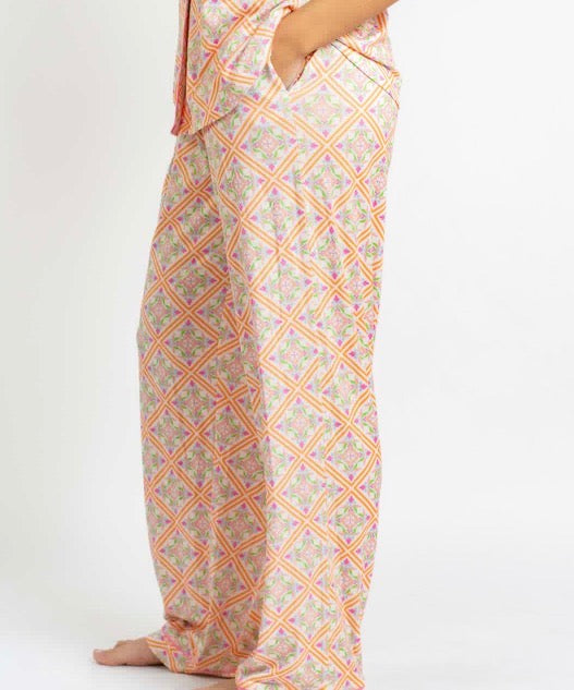 White/Multi Printed Top & Pants Set