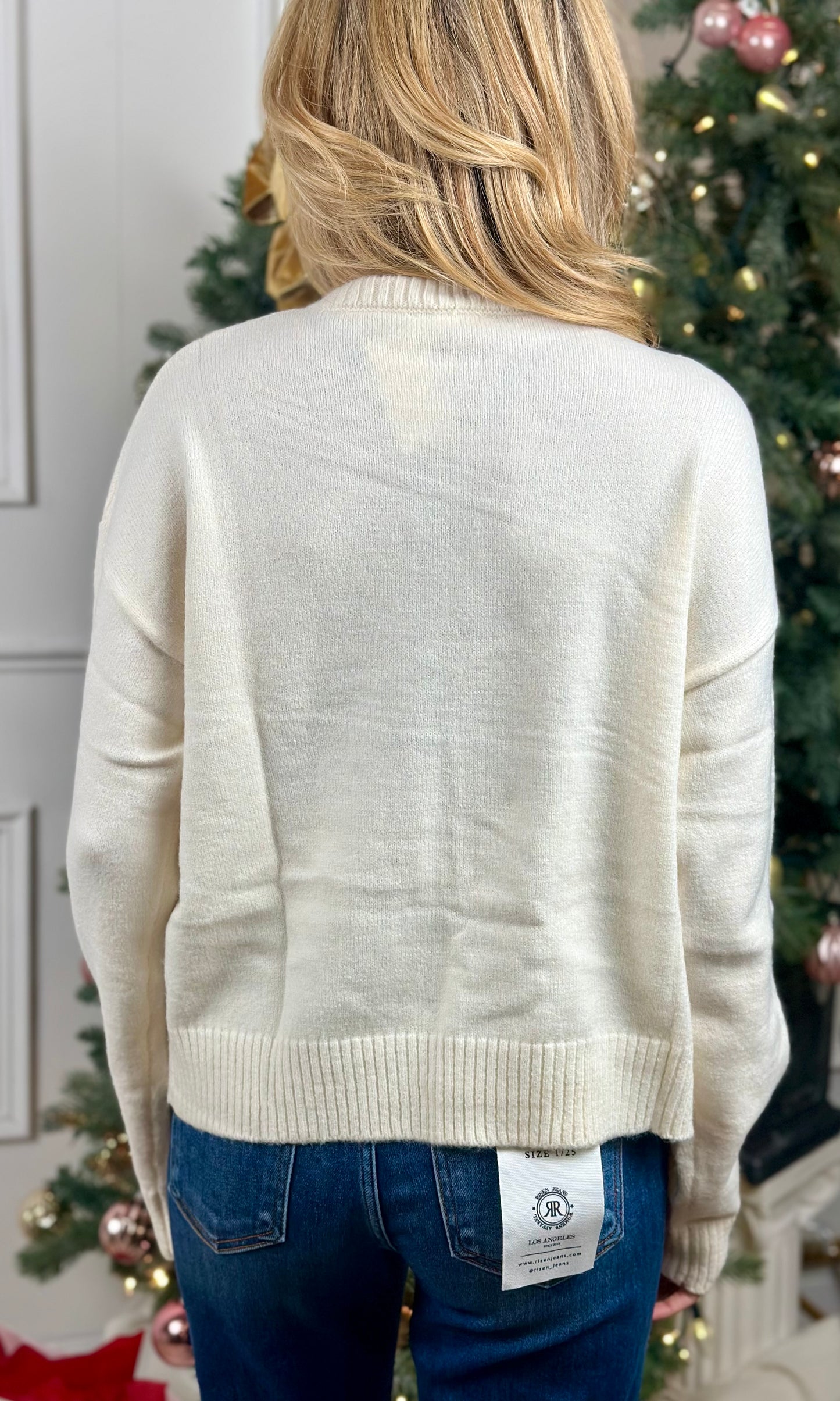 Cream/Pink Bow Sweater