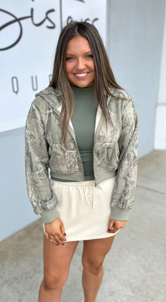 Camo Printed Hoodie Jacket