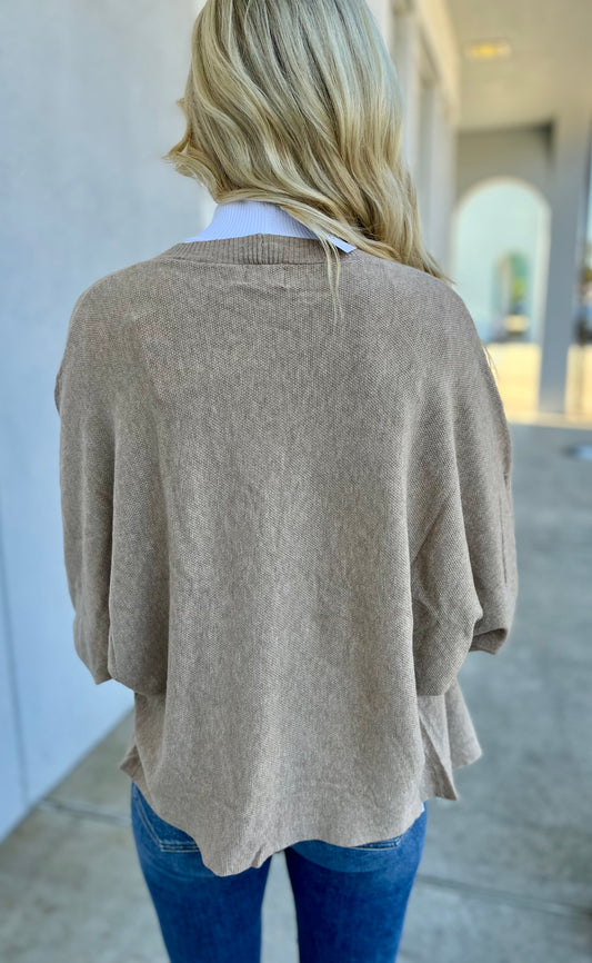 Loose Fit Soft Knit Cardigan , Heather Taupe