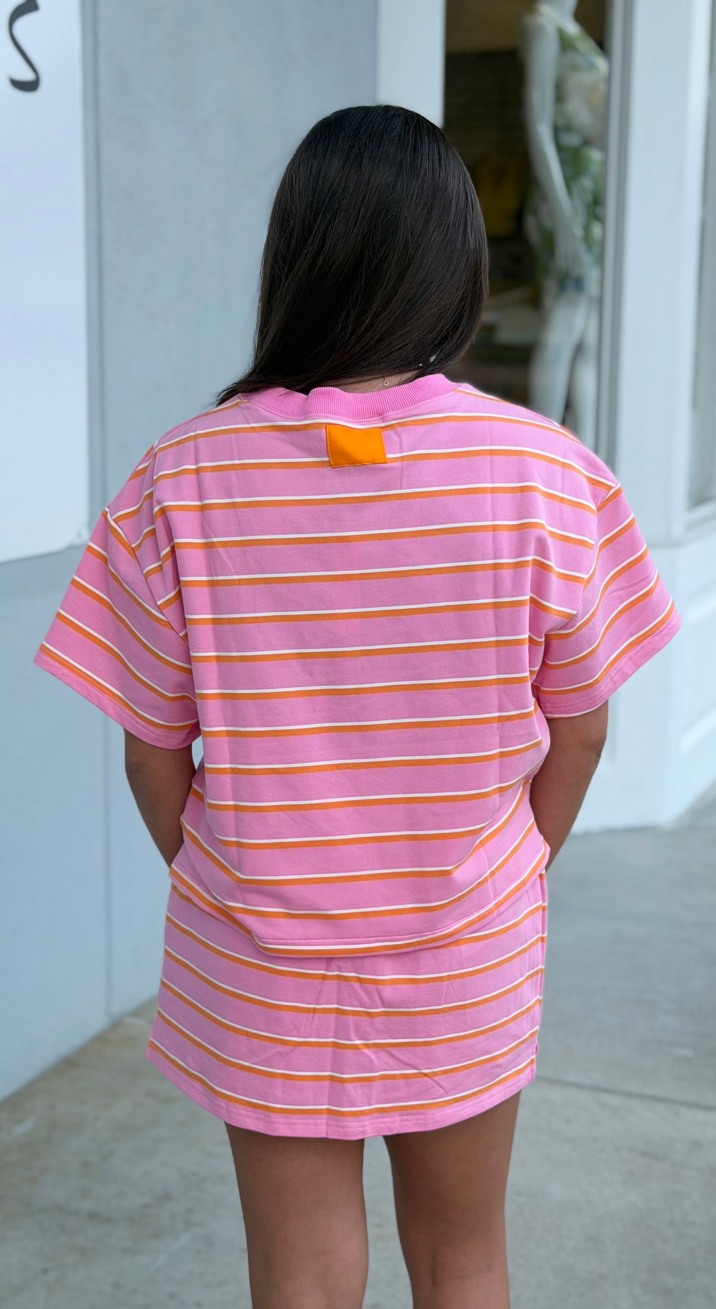 Pink/Orange Striped Lounge Mini Skort