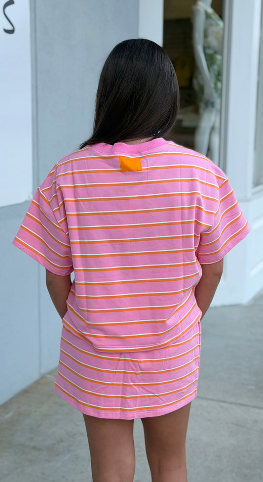 Pink/Orange Striped Boxy Lounge Top