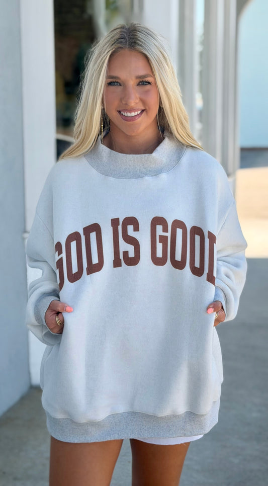Jesus/God Is Good Reversible Sweatshirt Grey/Pink