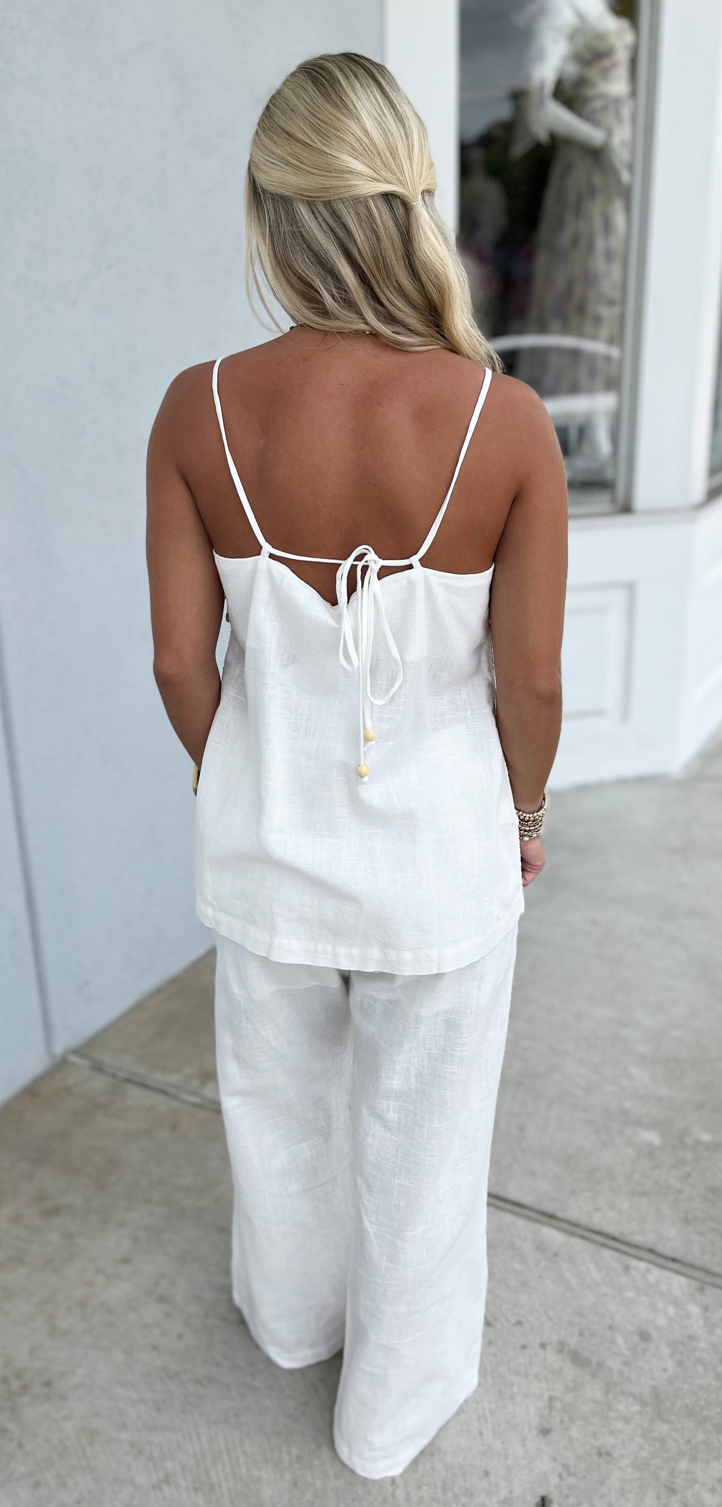Off White Linen Top and Pants SET