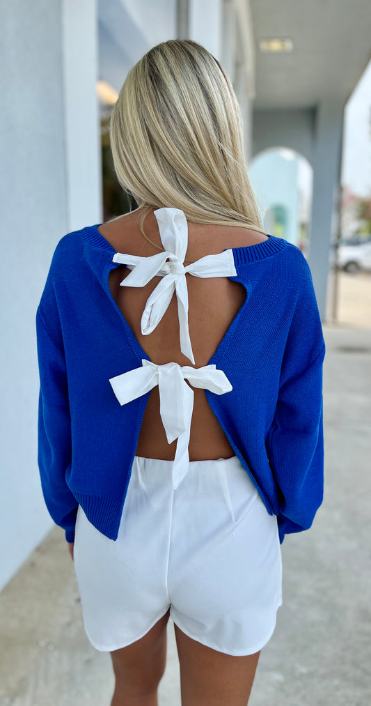 Royal Bow-Tie Back Sweater