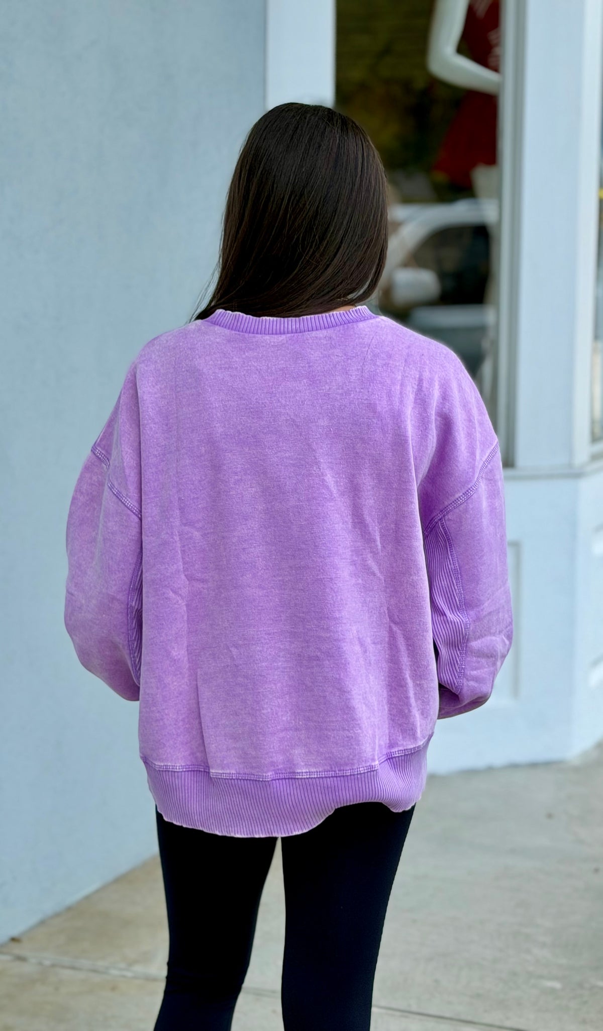 Acid Wash Fleece Pullover, B Lavender