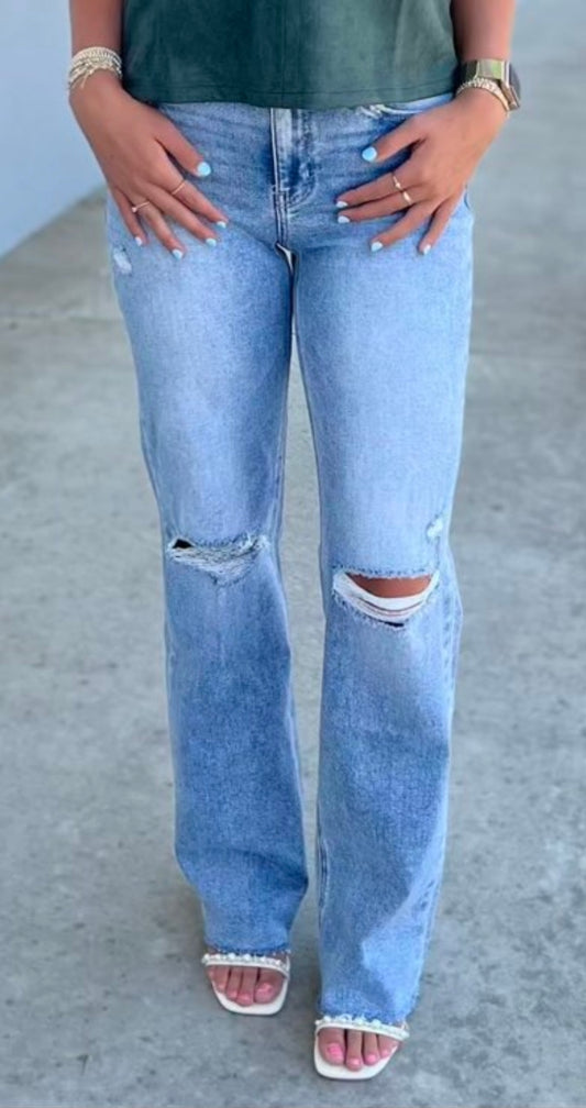 High Rise Slim Wide Jean