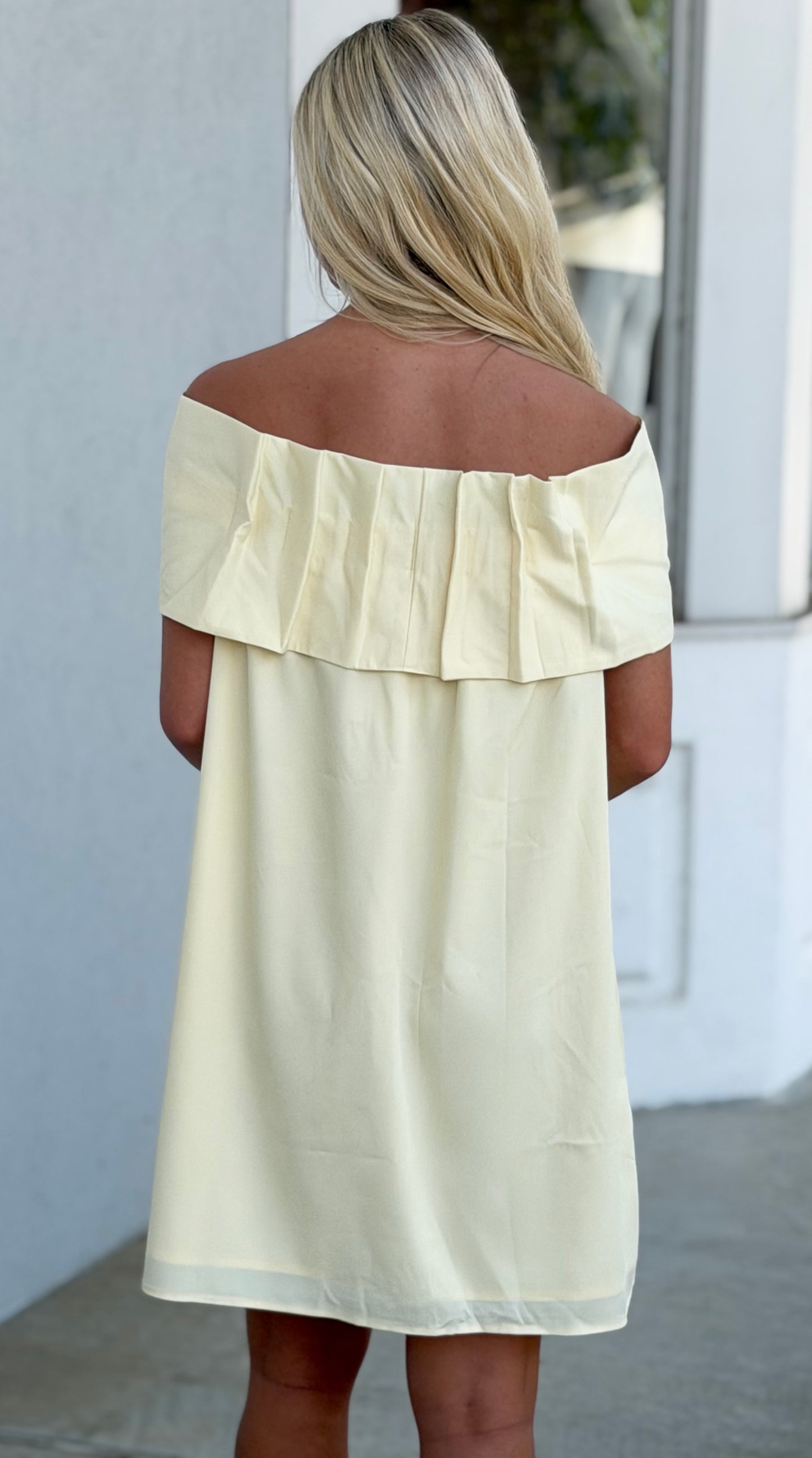 Front Statement Bow Off the Shoulder Dress, Yellow