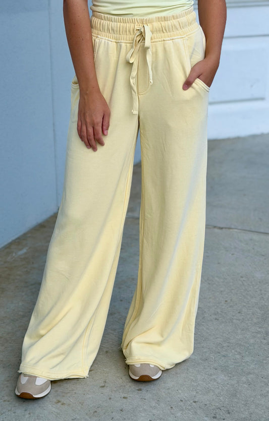 Terry Wide Leg Sweatpant , Lemonilla