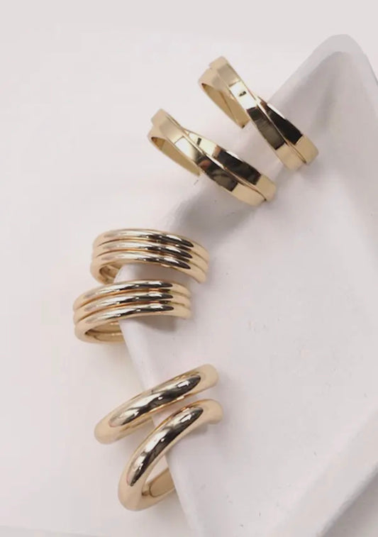 Gold Multi Classic Hoop Trio Earrings