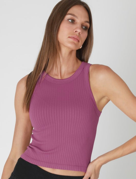Wide Ribbed Tank Top , Mulberry