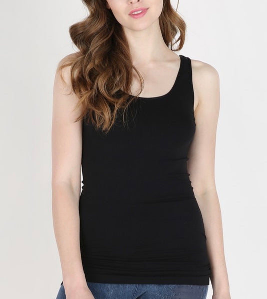 Fitted Jersey Tank Top , Black