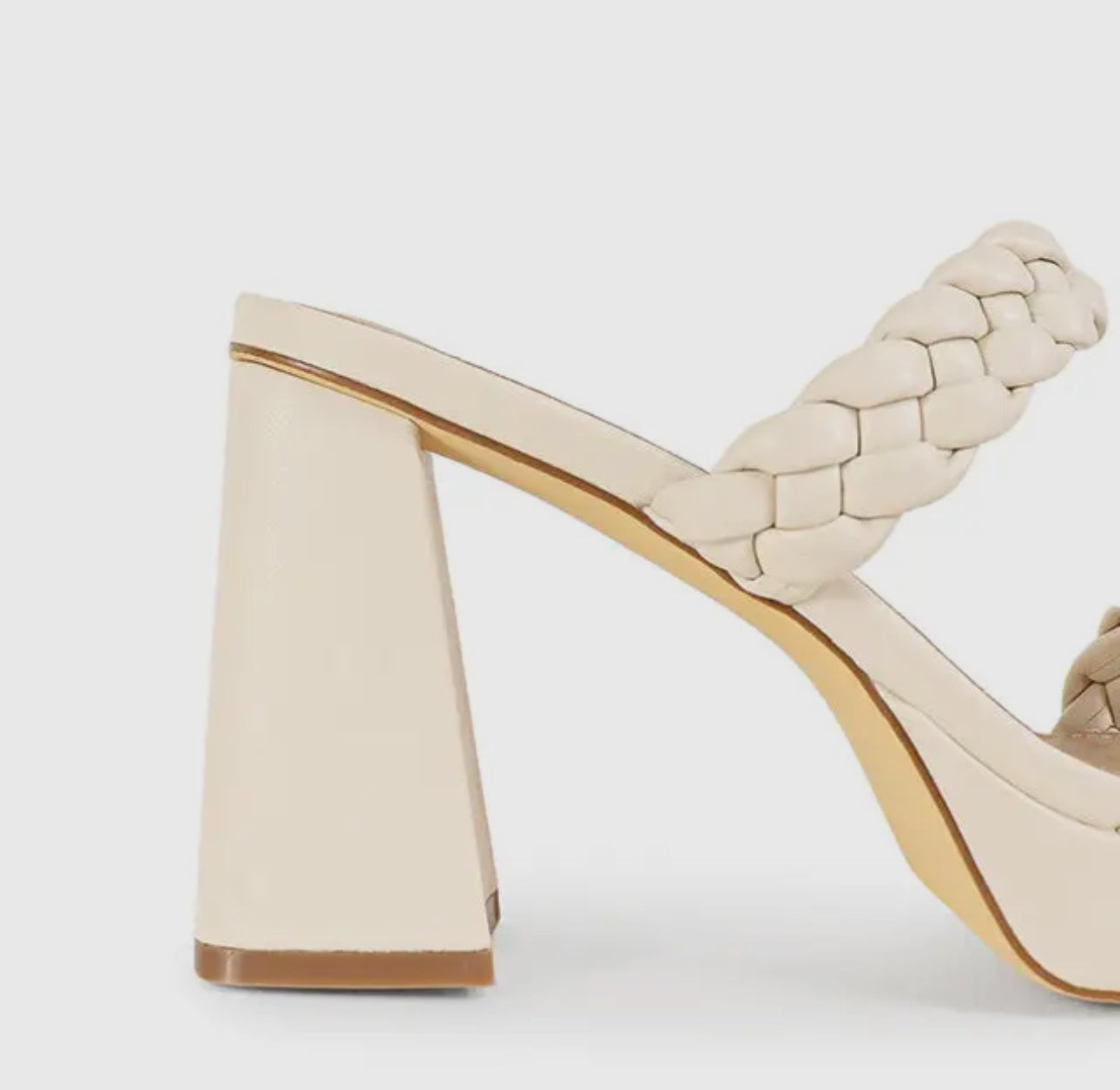 Cream Chunky Braided Heel