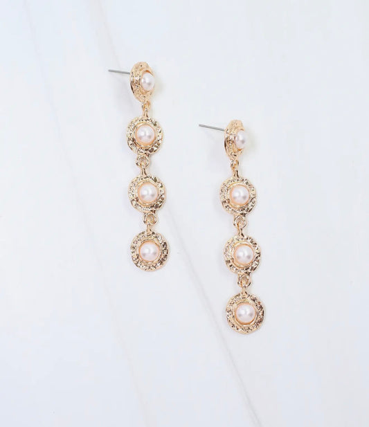 Aella Hammered Pearl Dangle Earrings