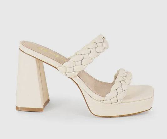 Cream Chunky Braided Heel