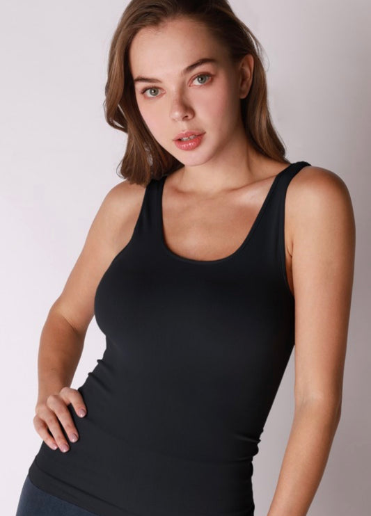 Short Length Fitted Tank, Black