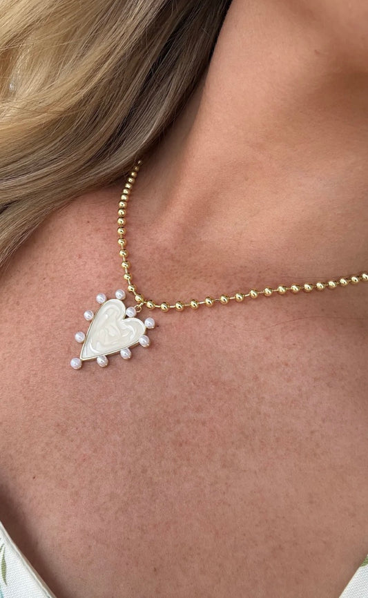 Heart Necklace With Pearls