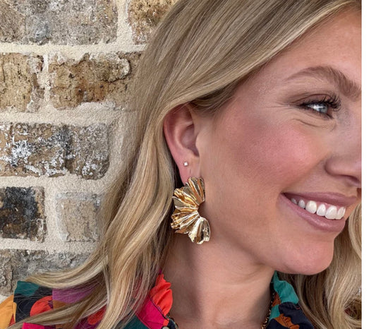 Gold Half Leaf Earring