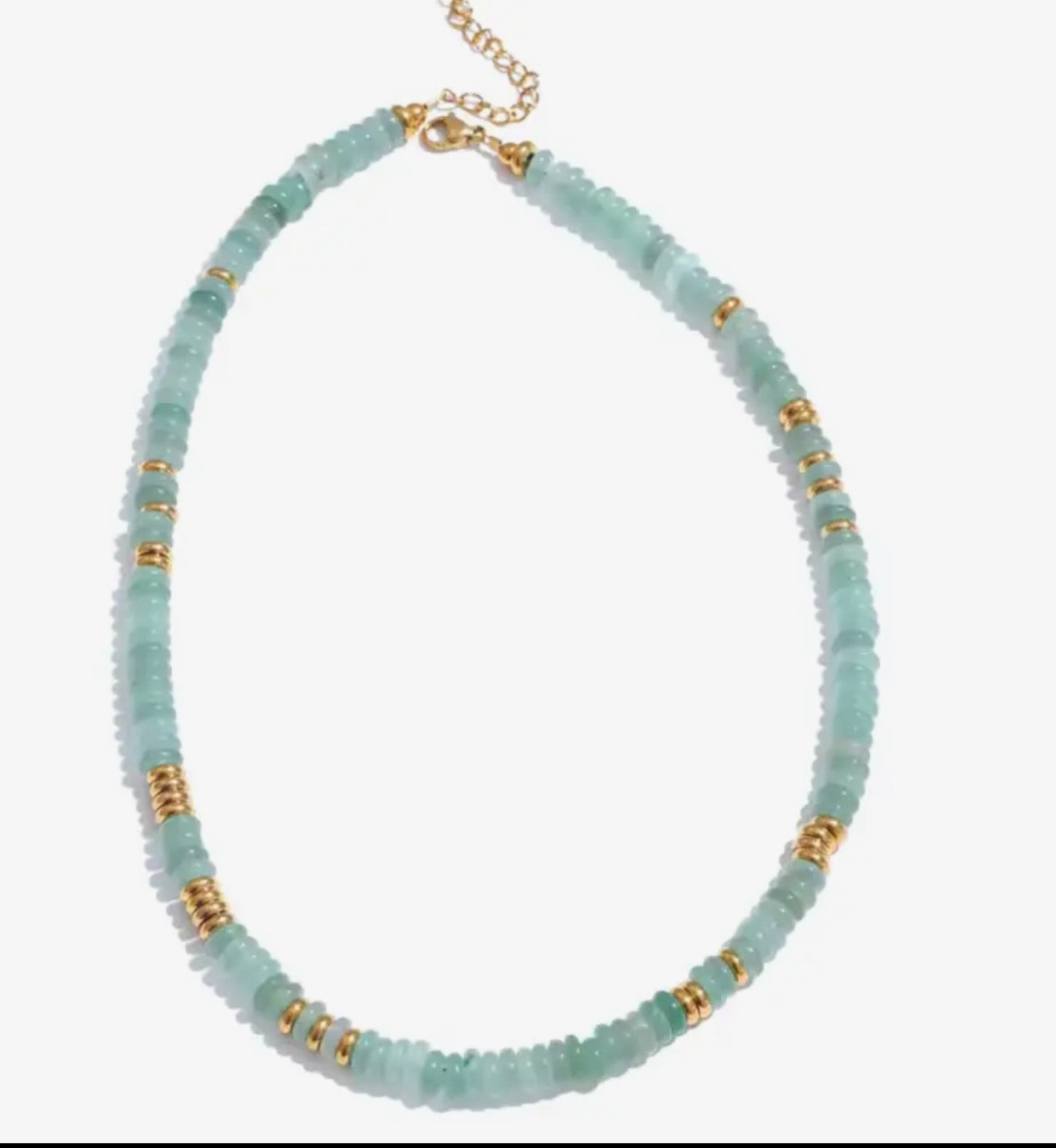 Waterproof Stone Beaded Necklace, Aqua
